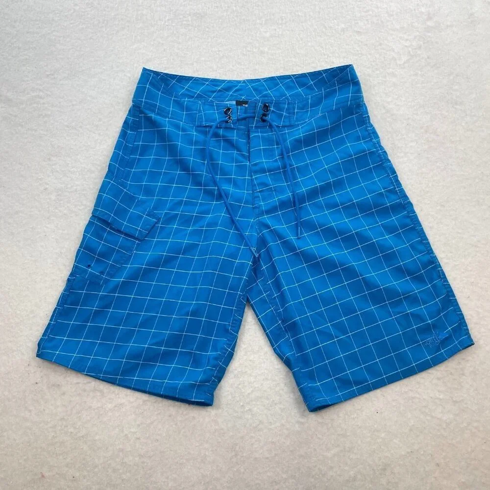 The North Face Board Shorts Men's 32 Blue Swim Trunks Quick Dry Pocket Logo Surf